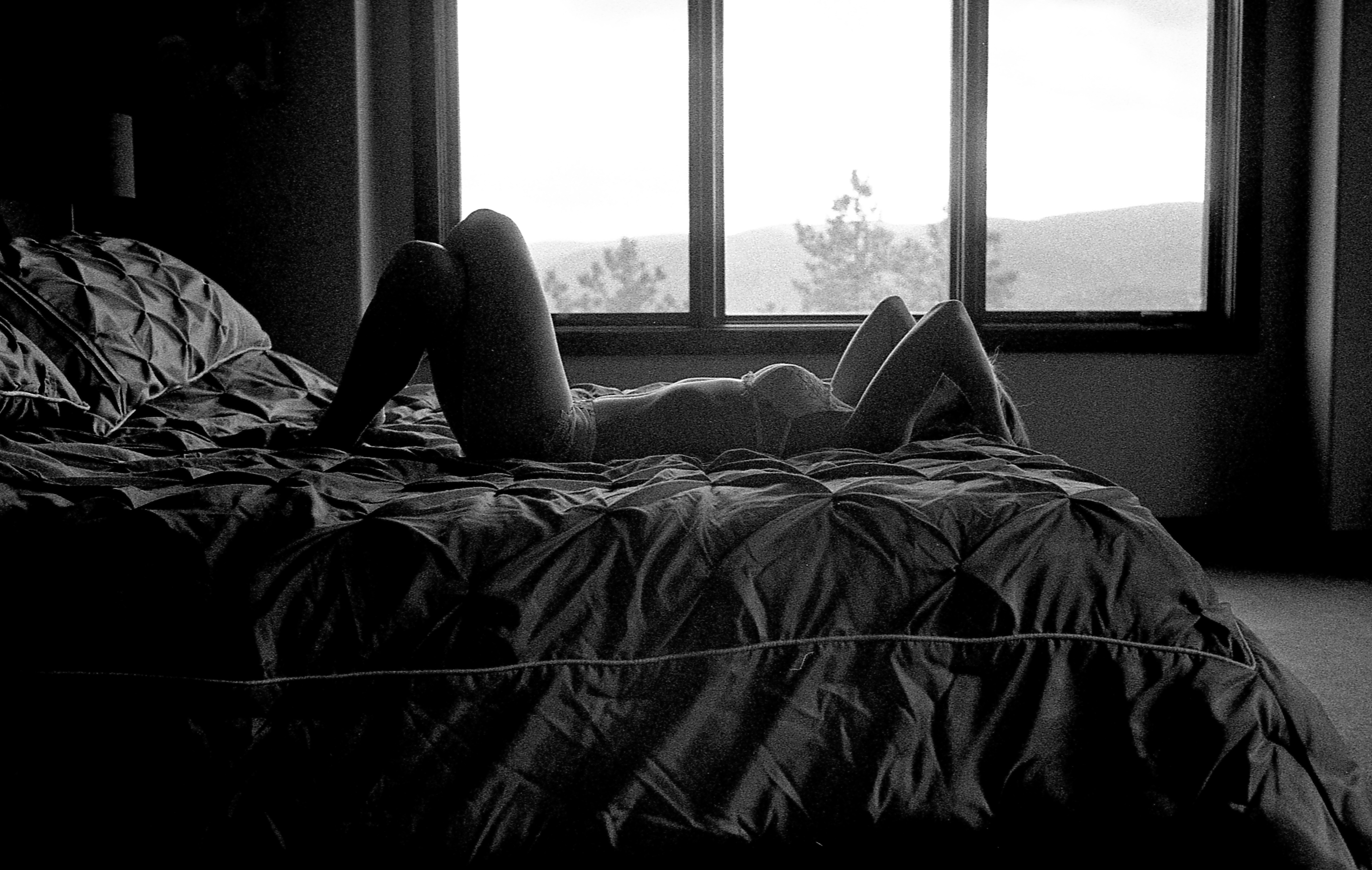 black and white boudoir film photography