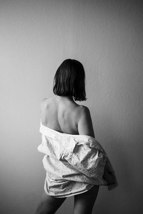 men's white shirt boudoir pictures